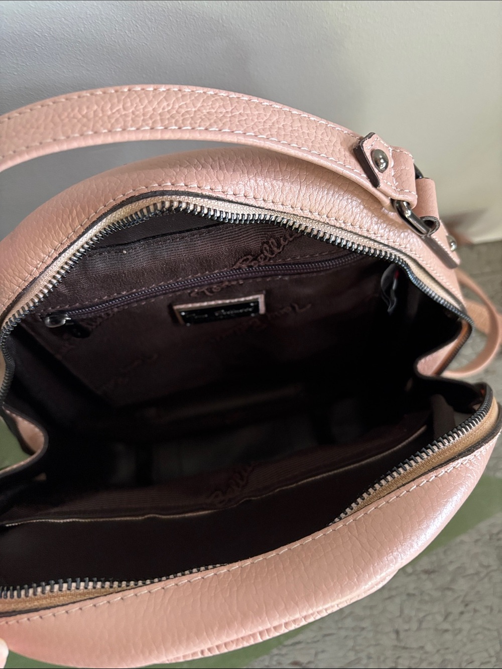 Tony Bellucci Blush Pink Pebbled Backpack Bag Purse Travel 10 x 9.5 x 2.5 - Picture 7 of 11